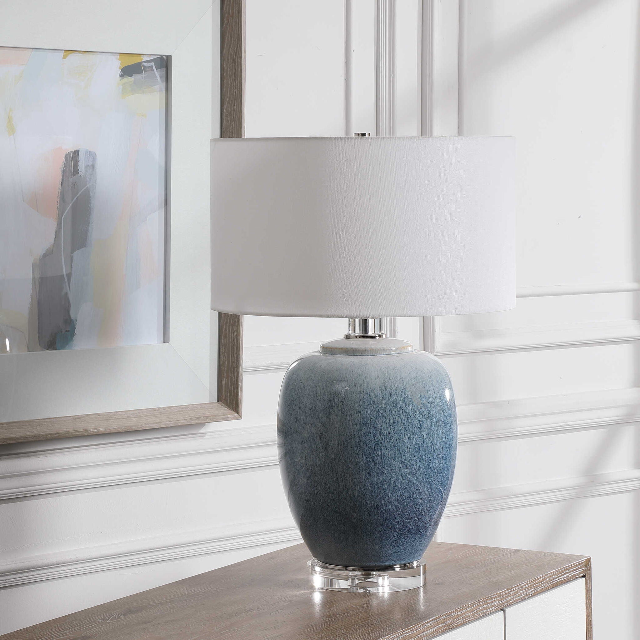 Blue Waters Ceramic Table Lamp - Elegant Blue Home Decor for Living Room, Bedroom & Office - Perfect for Ambient Lighting & Stylish Interior Design