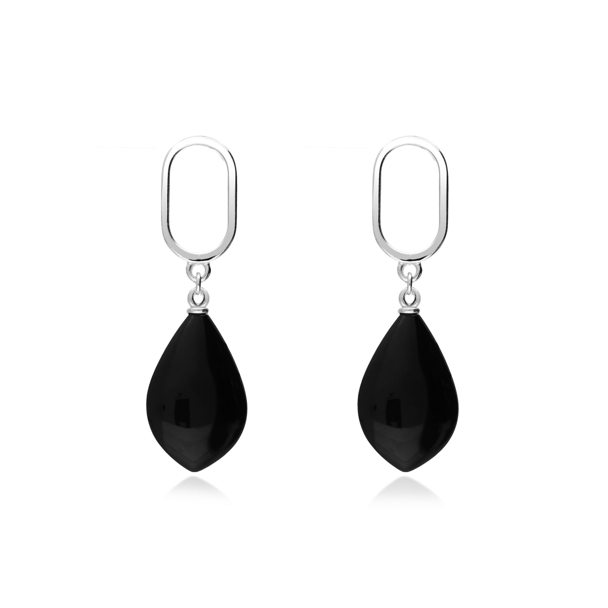 Whitby Jet Sterling Silver Free Form Pear Drop Earrings – Elegant Handmade Jewelry for Women, Perfect for Weddings, Parties & Special Occasions
