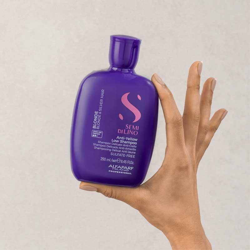 Alfaparf Semi Di Lino Blonde Anti-Yellow Shampoo for Blonde & Highlighted Hair - Purple Toning Shampoo to Neutralize Brassiness & Brighten Blonde Hair - Perfect for Daily Use & Salon-Quality Results
