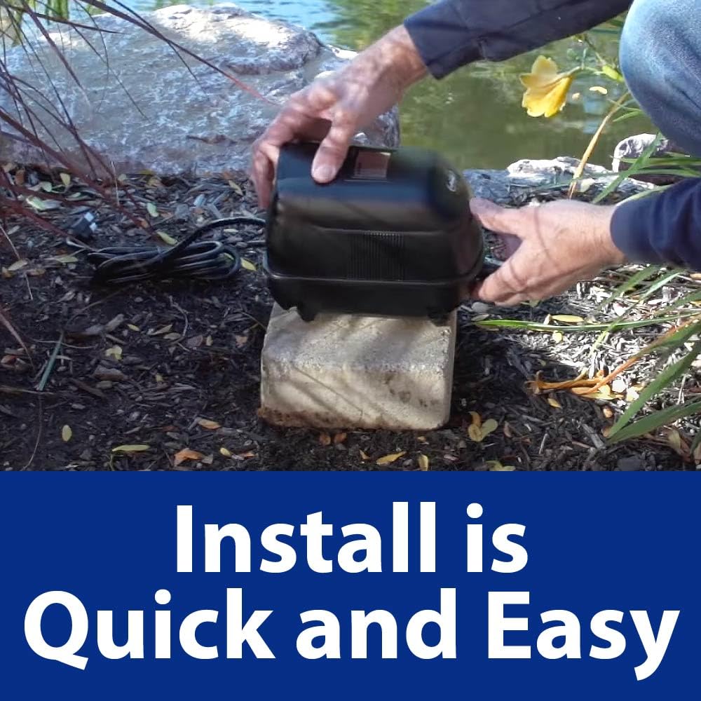 The Pond Guy Complete Pond Aeration Kit - 2 Diffuser Sticks, Diaphragm Compressor Pump & Air Line for Koi Fish Ponds | Outdoor Water Garden Oxygenation System | Improves Fish Health & Algae Control