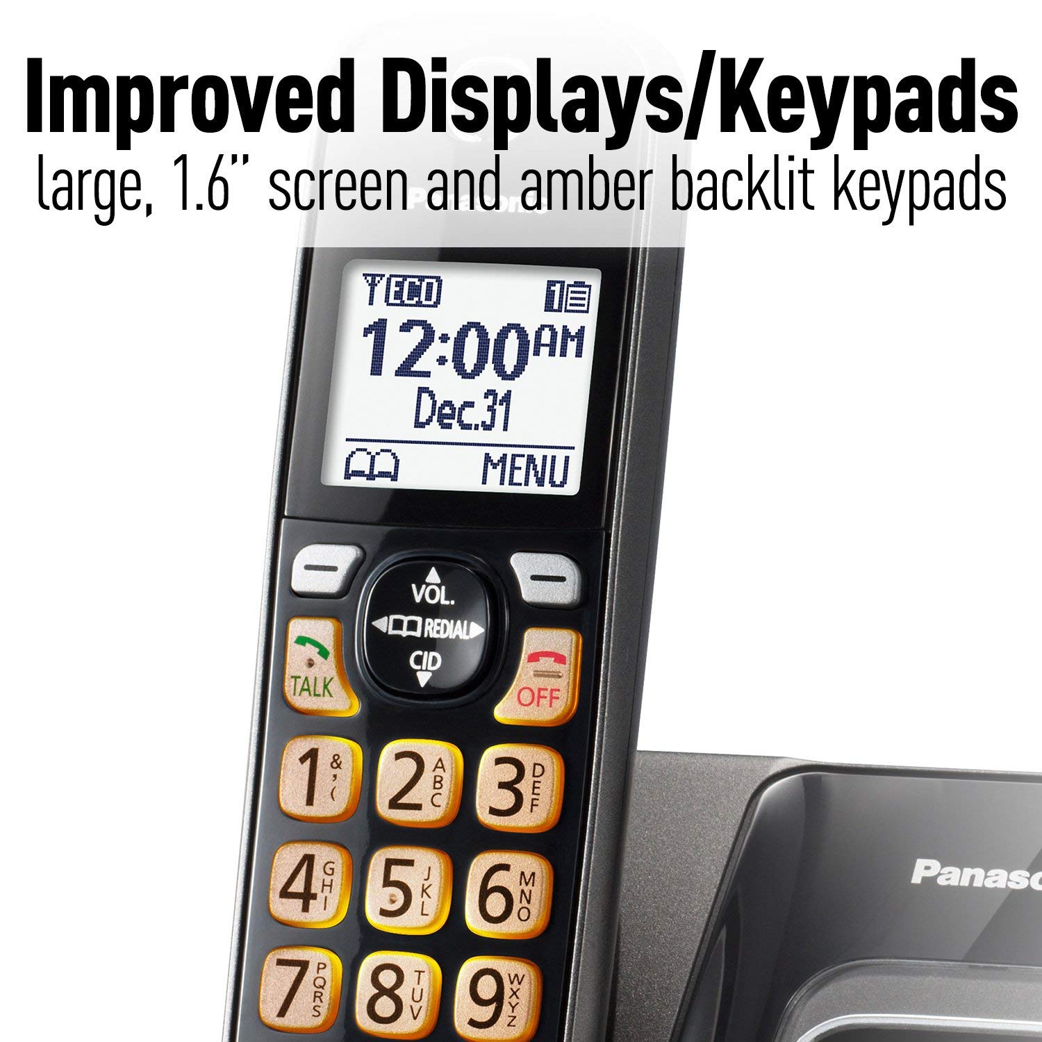 PANASONIC KX-TGD535M Expandable Cordless Phone System with Call Block & Digital Answering Machine - 5 Handsets, Metallic Black (Renewed) - Ideal for Home & Small Business Communication