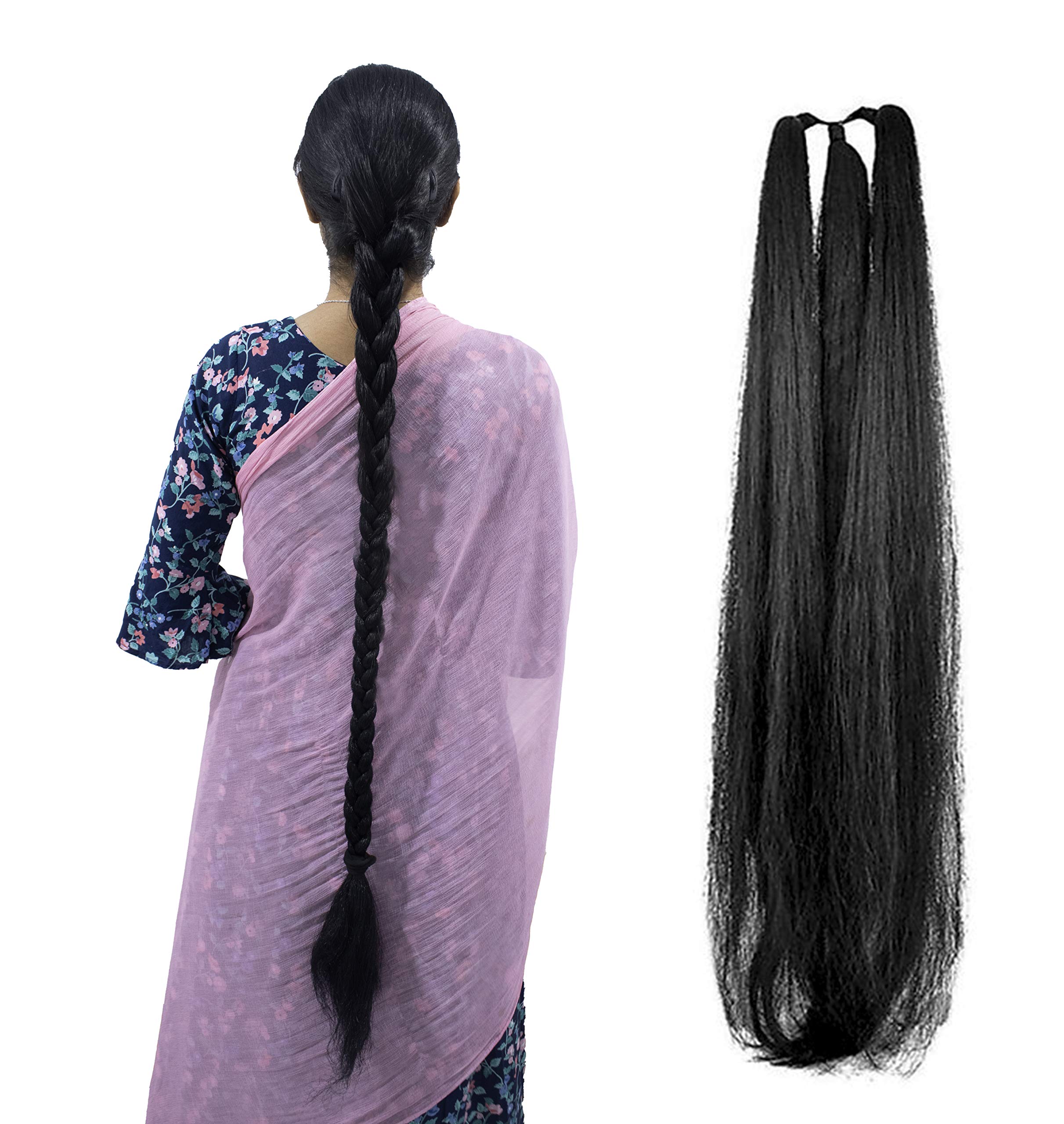 Premium Synthetic Hair Parandi Choti Extension for Women - Black (Pack of 1) | Pema Hair Extensions & Wigs | Perfect for Weddings, Parties & Traditional Styling