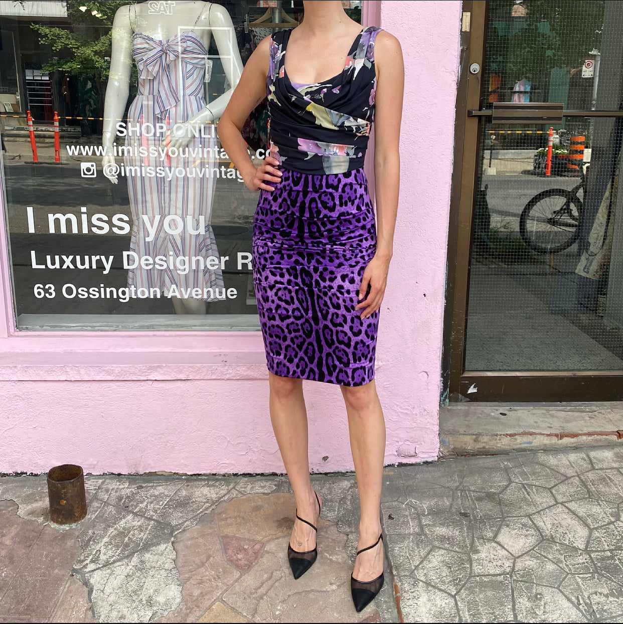 Dolce & Gabbana Women's Purple Leopard Floral Print Silk Dress Size S (US 4) - Elegant Evening Party & Cocktail Dress for Special Occasions