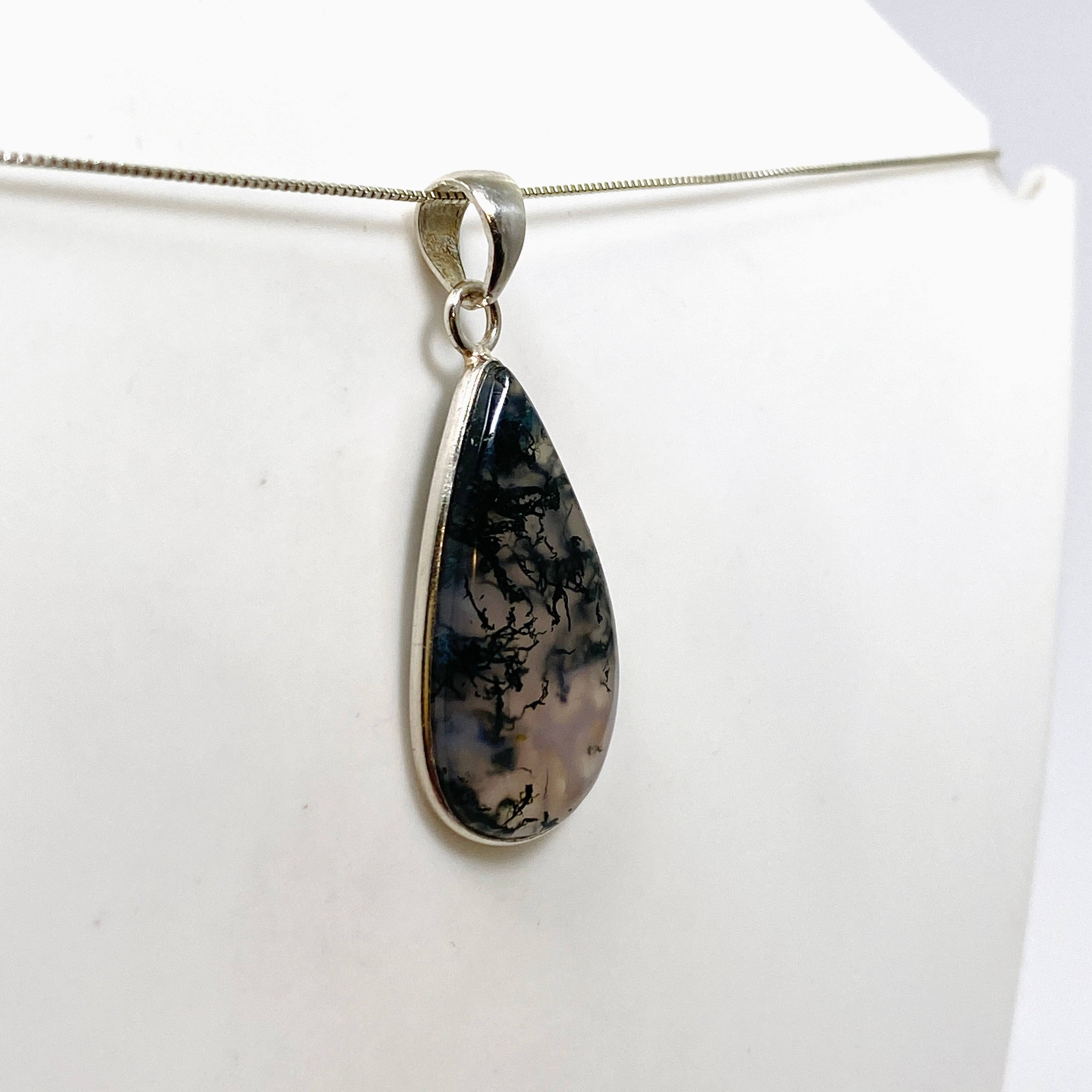 Natural Moss Agate Teardrop Cabochon Pendant - Handmade Gemstone Jewelry KPGJ4712 for Necklace Making, DIY Crafts & Spiritual Healing