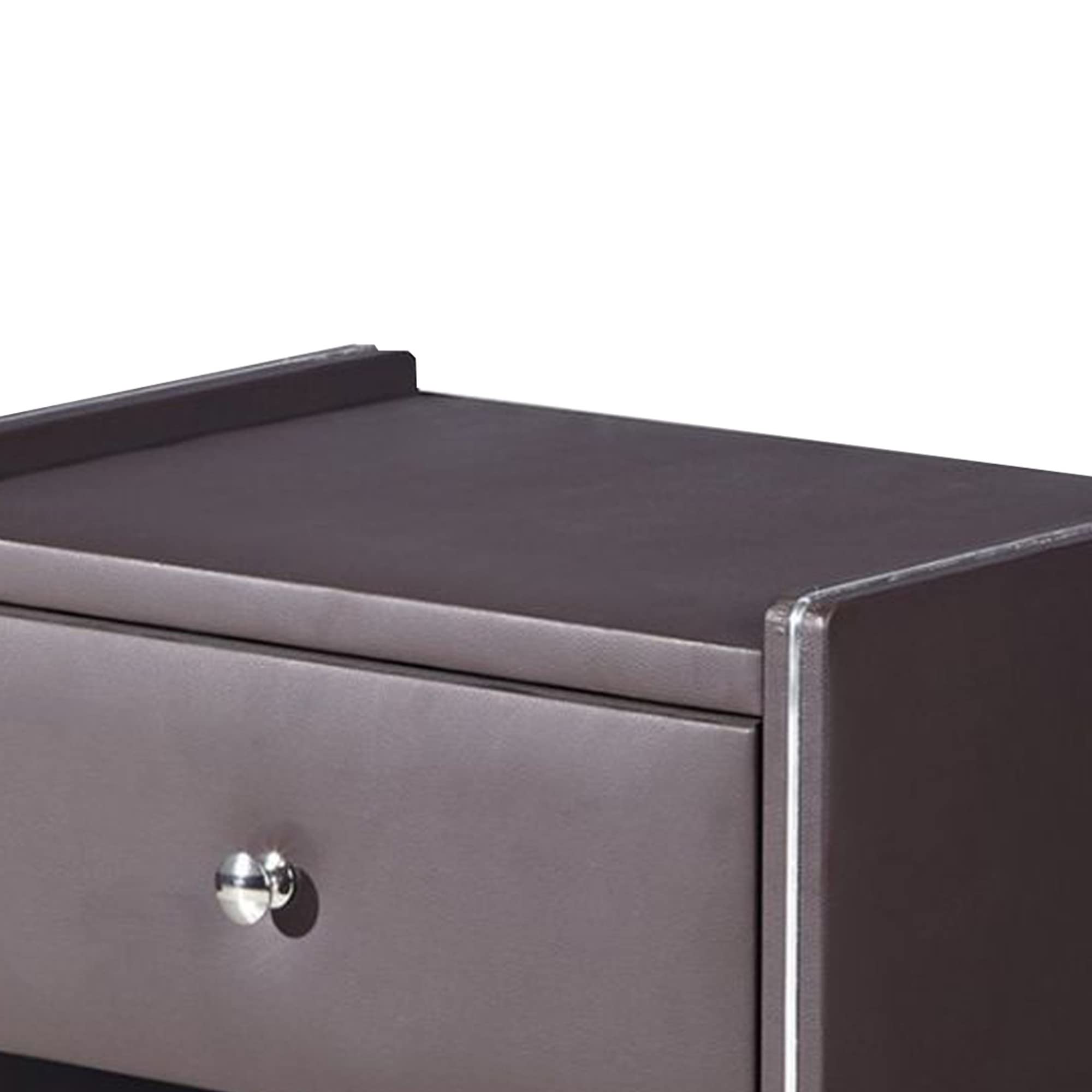 Benjara Brown Leather Upholstered Wooden Nightstand with Drawer - Bedroom Furniture for Master Bedroom, Guest Room & Apartment