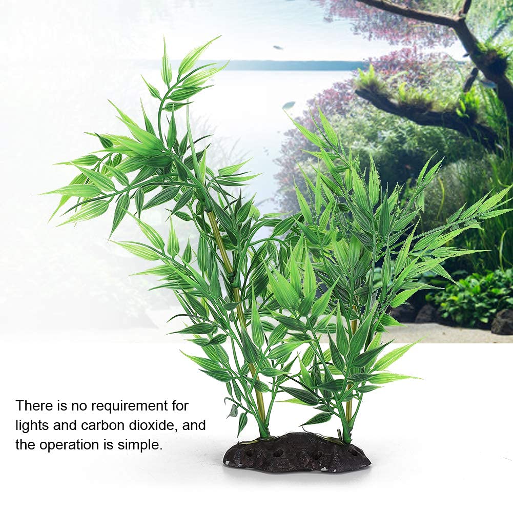 Jeanoko Artificial Aquatic Plants - Small Bamboo Leaves Green Plastic Water Plants for Freshwater & Marine Aquariums - Perfect Fish Tank Decor, Reptile & Amphibian Hiding Spots - Ideal for Aquascaping, Betta Fish Tanks & Terrariums