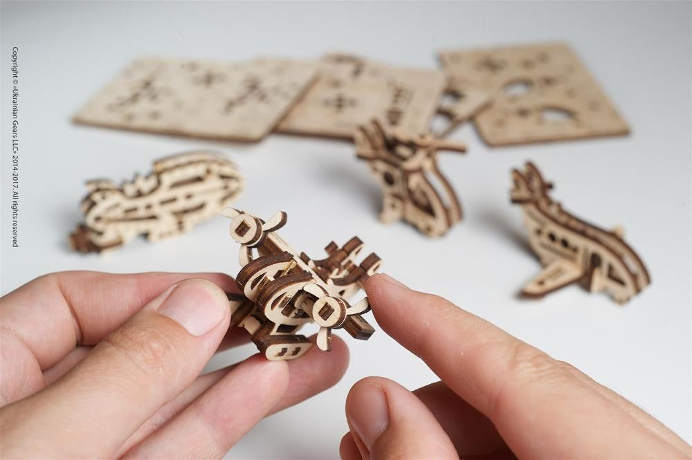 UGears U Fidget Aircraft - 3D Wooden Puzzle Model Kit for Adults & Teens - DIY Mechanical Toy Plane - Stress Relief & Focus Tool - Perfect for Office Desk, Classroom & Home Decor