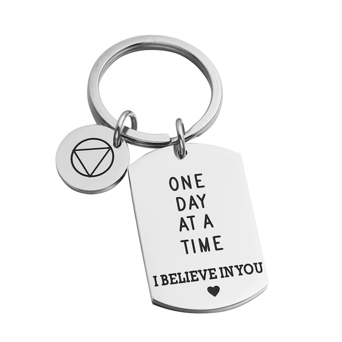 Kaisinse Inspirational Sobriety Keychain - 'One Day at a Time I Believe in You' Motivational AA/NA Recovery Gift for Men & Women - Perfect for 12-Step Meetings, Sober Anniversaries & Addiction Recovery Support