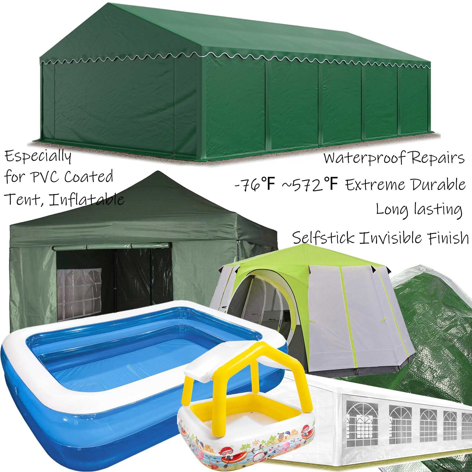 Waterproof Tent Repair Tape - Heavy Duty Clear Adhesive Patch for Fabric, Canvas, RV Awning, Boat Cover & Seam Repairs | Emergency Outdoor Gear Fix for Camping, Hiking & Marine Use