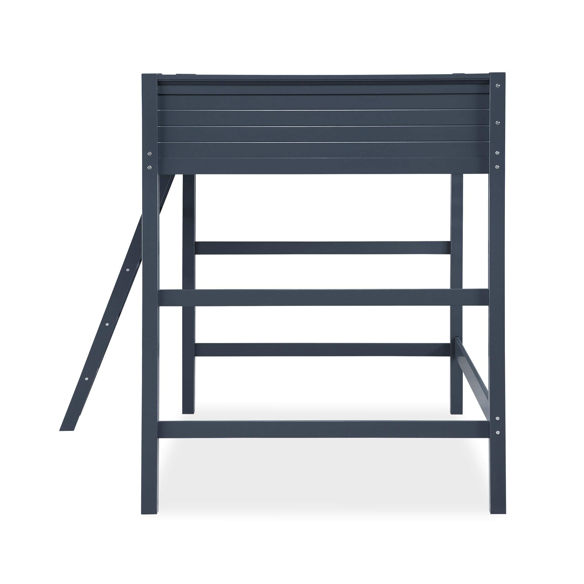 DHP Denver Full Size Loft Bed with Desk & Play Area - Blue Kids Bunk Bed with Safety Guardrails | Space-Saving Study & Sleep Solution for Small Rooms