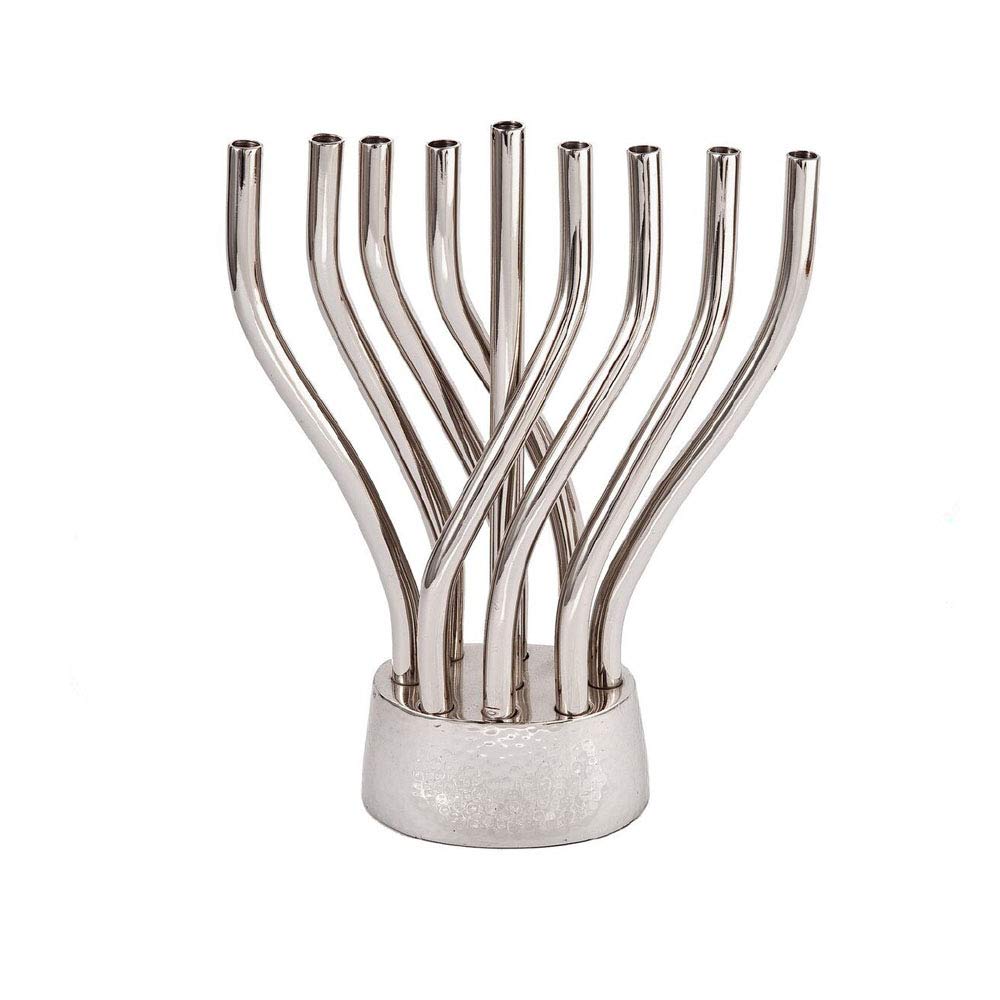 Yair Emanuel Hanukah Menorah - Premium Anodized Silver Rotating Menorah Candle Holder for Hanukkah - Elegant Chanukah Menorah Fits All Standard Hanukkah Candles - Perfect for Jewish Holiday Decorations & Home Celebrations