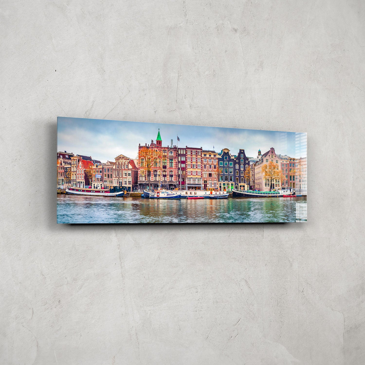 Amsterdam Panoramic Wall Art - Stunning Cityscape Canvas Print for Home & Office Decor - Perfect for Living Room, Bedroom, or Office Wall Display