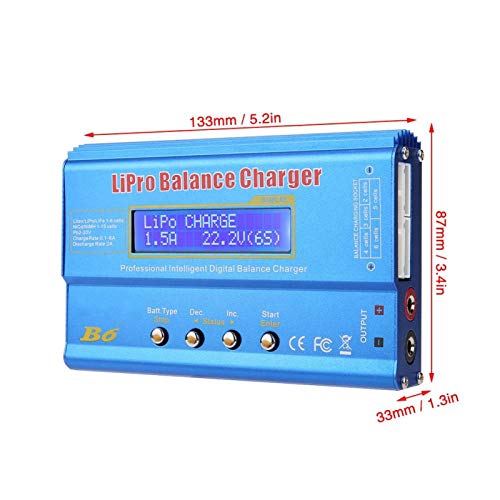 80W Balance Charger for LiPo NiMH Batteries with Time Limit Function - Wide Charging Current Range & Storage Mode - Perfect for RC Cars, Drones, and Hobby Electronics (Leaning Tower of Pisa Design)