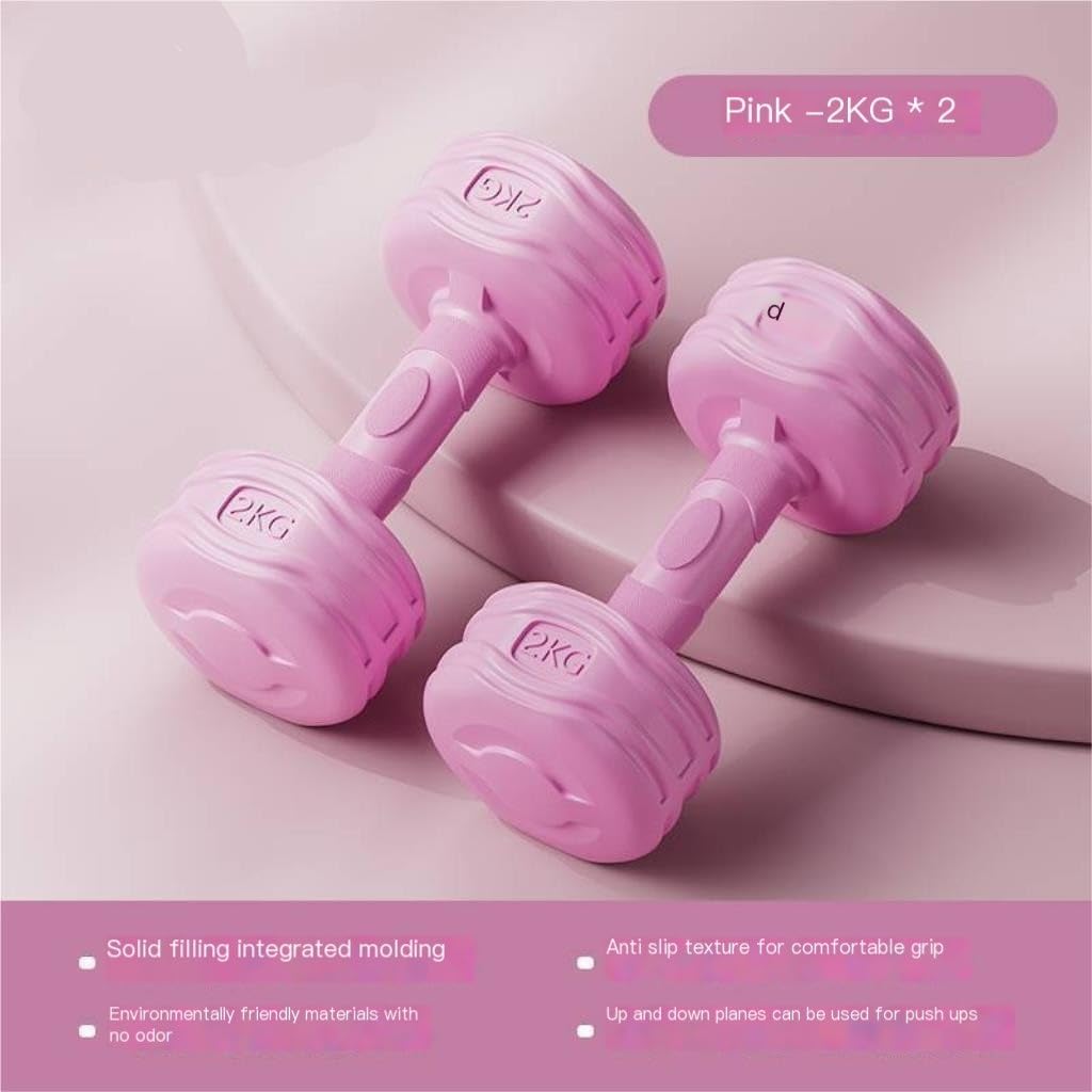 Pink 4kg Rubber Coated Dumbbells for Women - Home Workout Equipment for Arm Muscle Training & Strength Exercise - Perfect for Gym, Yoga, and Fitness Enthusiasts