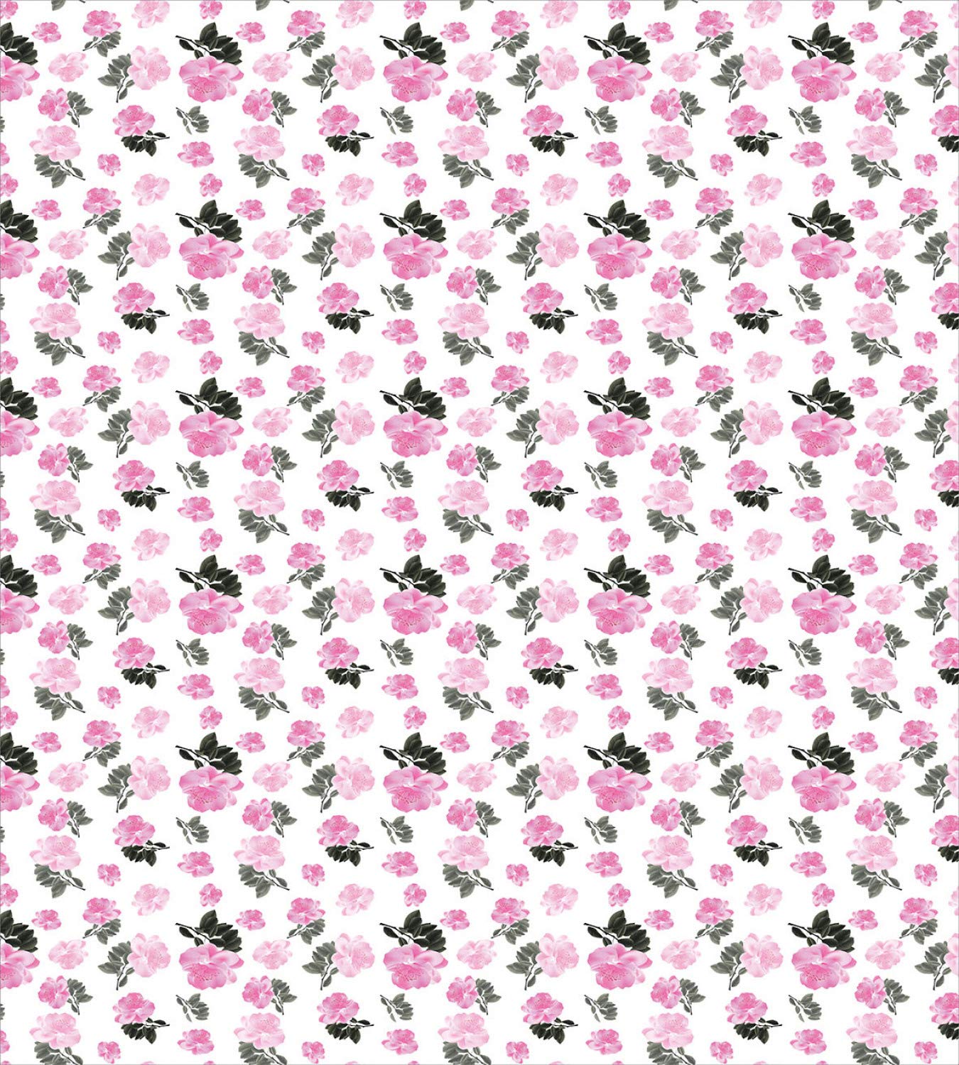 Ambesonne Peony Duvet Cover Set King Size - Romantic Pink Floral Pattern on Plain Background, 3-Piece Bedding Set with 2 Pillow Shams in Pale Pink & Charcoal Grey | Perfect for Master Bedroom, Guest Room & Bohemian Home Decor
