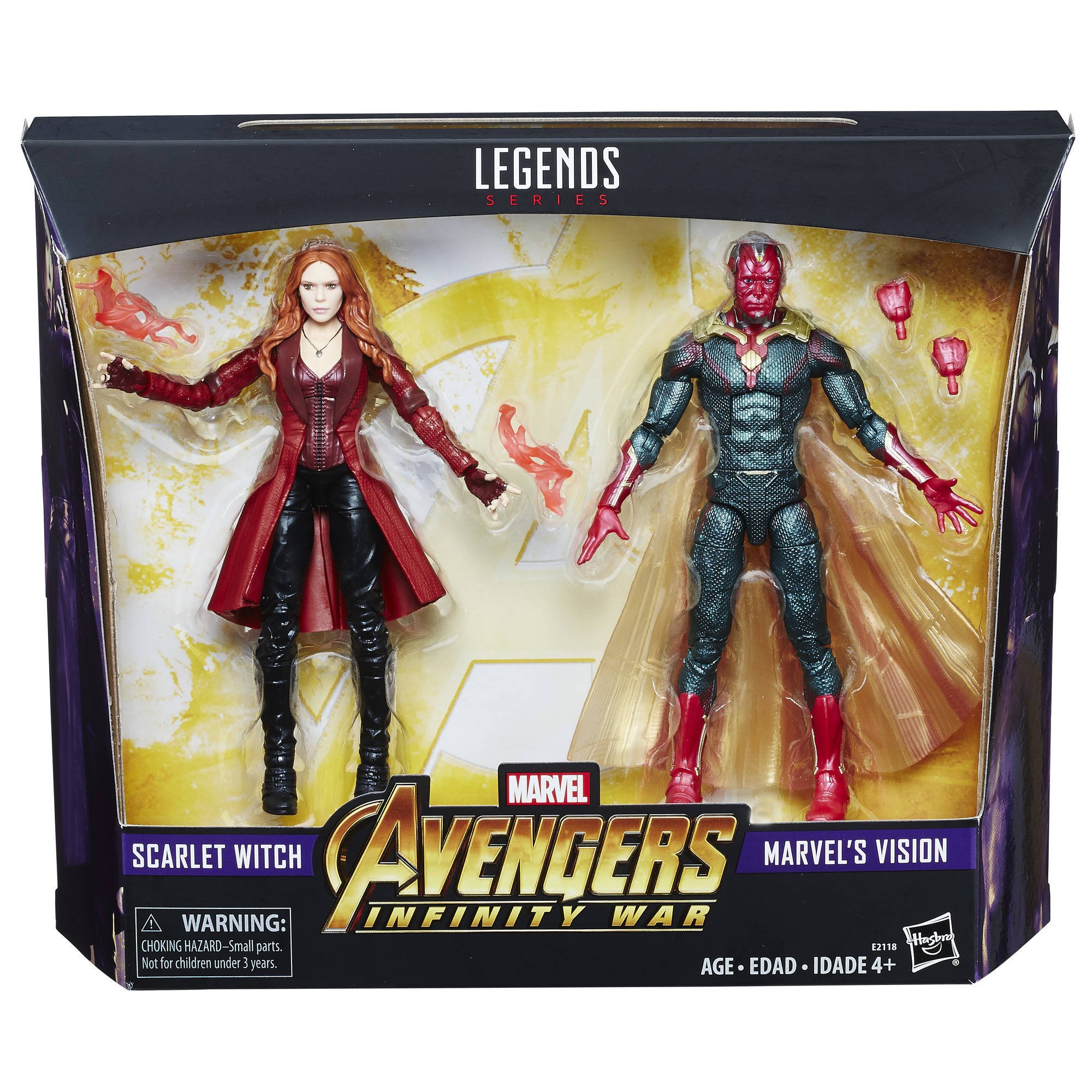 Hasbro Marvel Legends Avengers Infinity War 2-Pack - Vision & Scarlet Witch Action Figures (Toys R Us Exclusive) | Collectible Superhero Toys for Display & Play