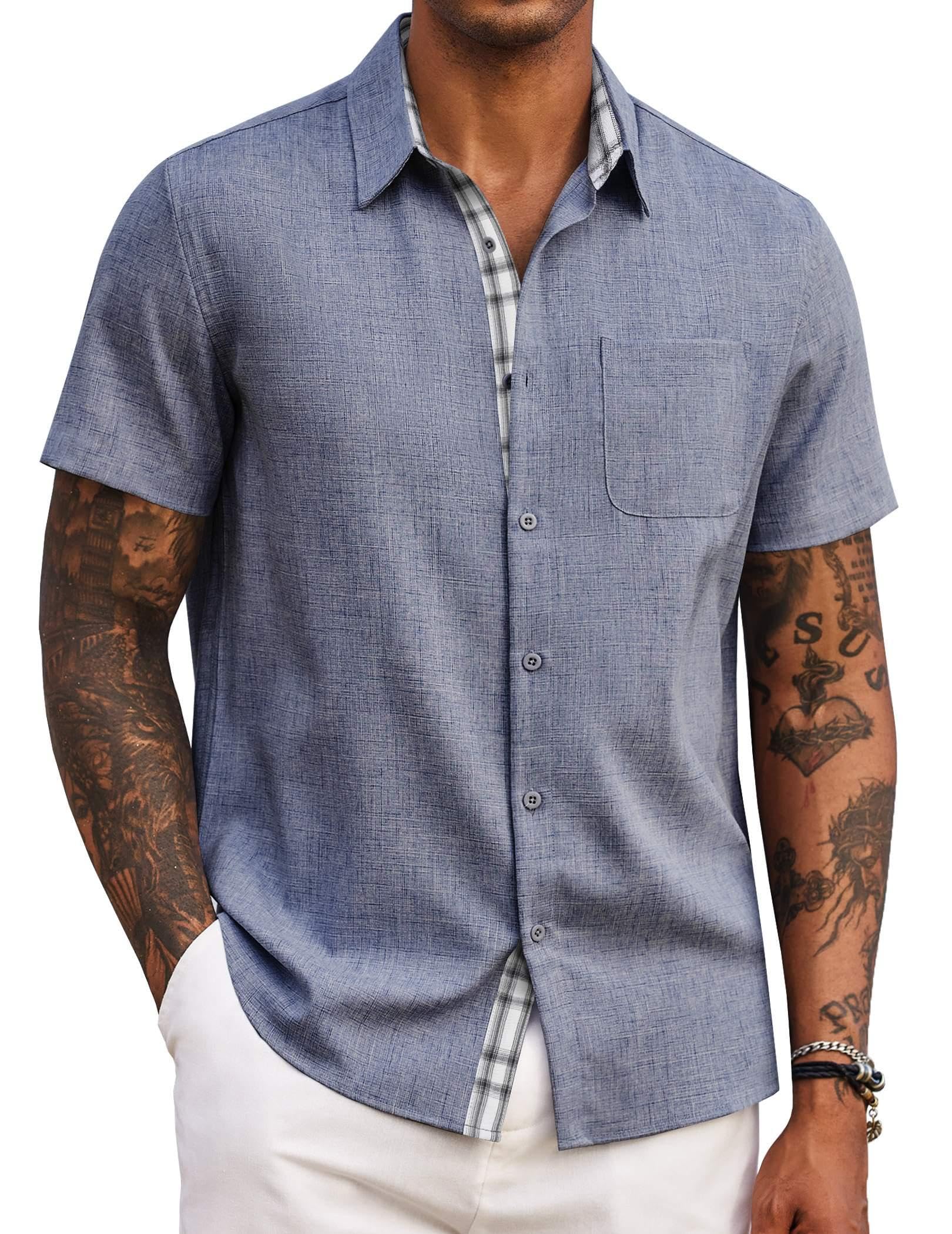 COOFANDY Men's Short Sleeve Button Down Shirts - Casual Summer Beach & Wedding Wear