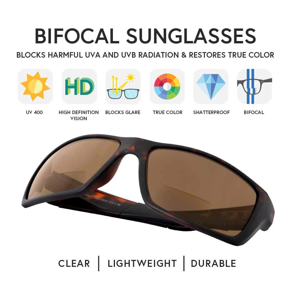 VITENZI Bifocal Sunglasses for Men & Women - Wrap Around Reading Glasses with Sun Protection - Palermo Style for Outdoor Activities, Driving & Reading