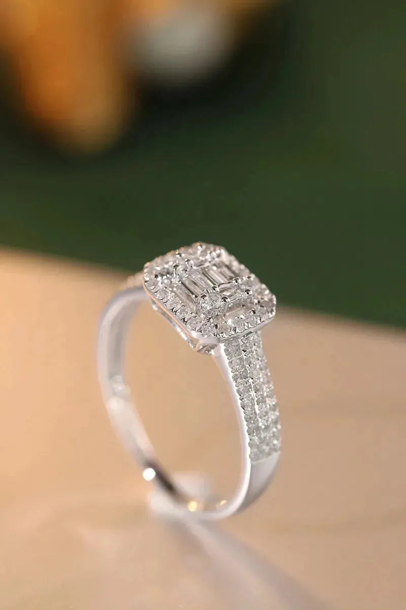 18K White Gold Square Diamond Engagement Ring for Women - 0.60 Carat Natural Diamond Wedding Band, Elegant Bridal Jewelry (Perfect for Proposals, Anniversaries & Special Occasions)