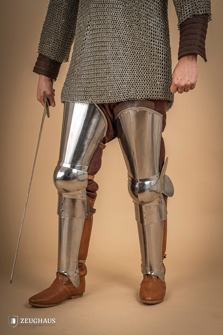 1.6mm Full Leg Armor - Polished Stainless Steel Medieval Knight Leg Protection for LARP, Cosplay & Renaissance Fairs