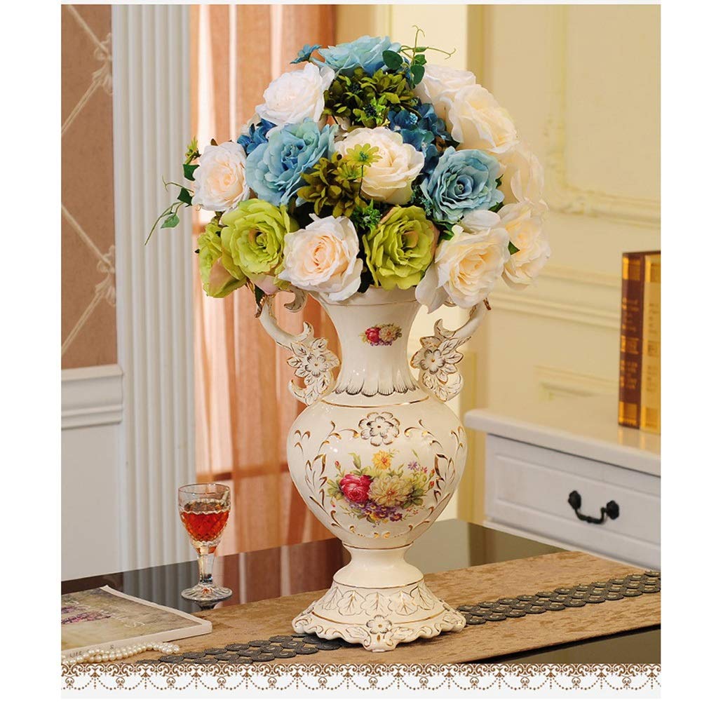 Hand-Painted Tall White Ceramic Vase 32×20cm - European Style Large Flower Vase for Wedding Gift, Living Room, Dining Table Centerpiece, Bedroom, Office & Hotel Decor | Perfect for Fresh Flowers and Home Decoration
