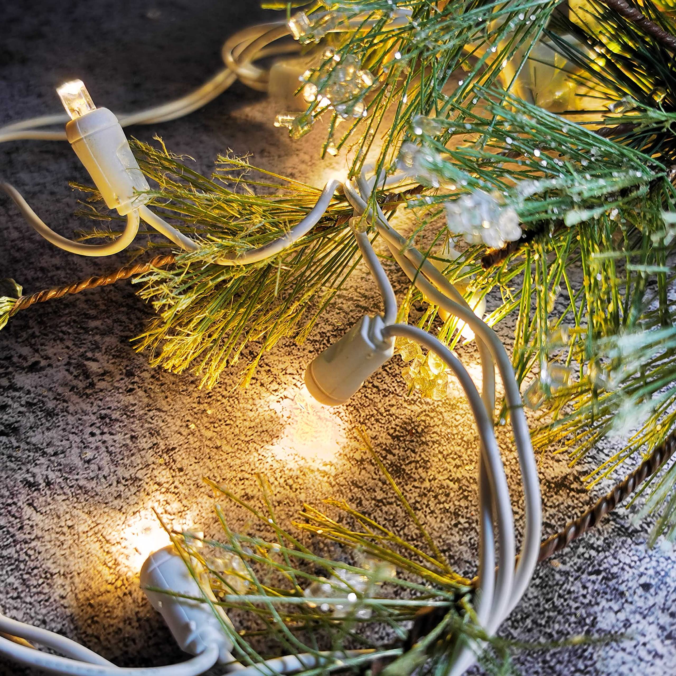 50 LED 17FT Commercial Mini Christmas String Lights - UL Certified 120V Warm White LED Holiday Lights with White Wire for Indoor/Outdoor Decor - Perfect for Xmas Trees, Party Decorations, Light Displays & Holiday Home Lighting