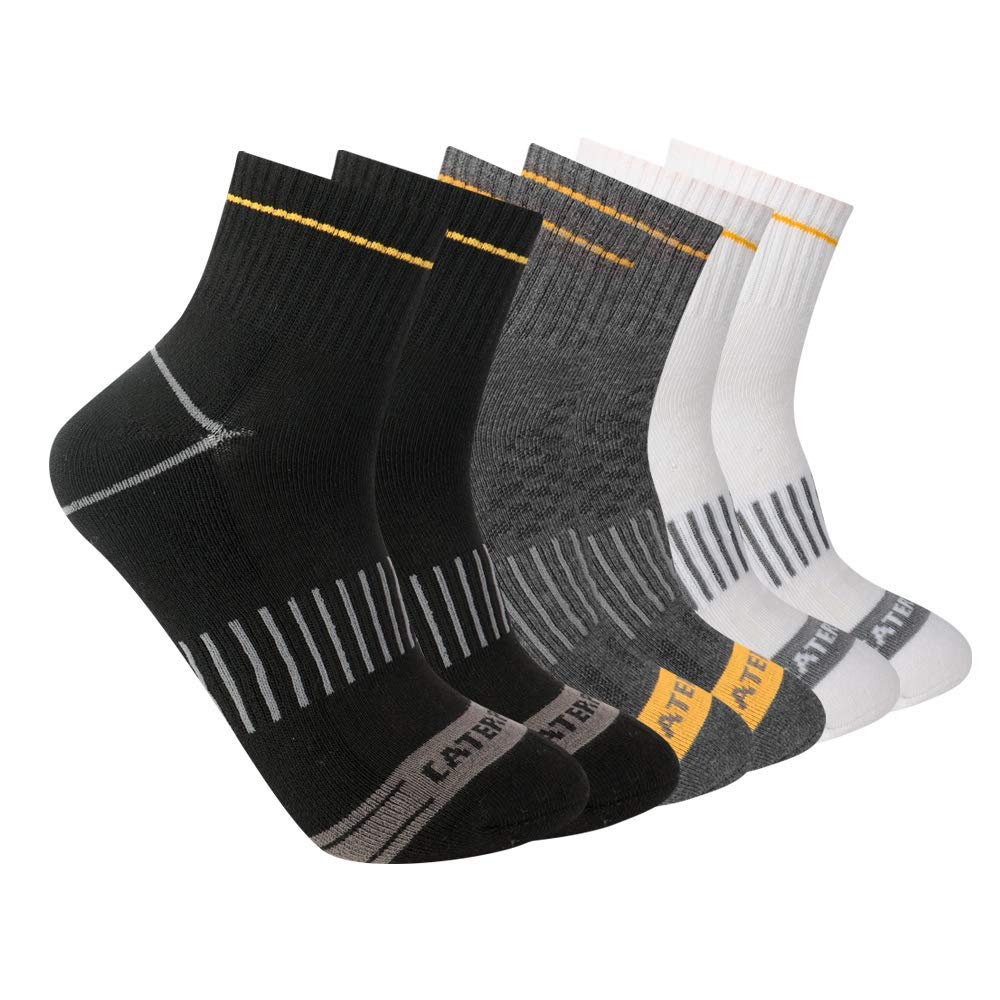 Caterpillar Men's Half Cushioned Quarter Socks - Durable Work & Casual Socks for Construction, Hiking & Everyday Wear
