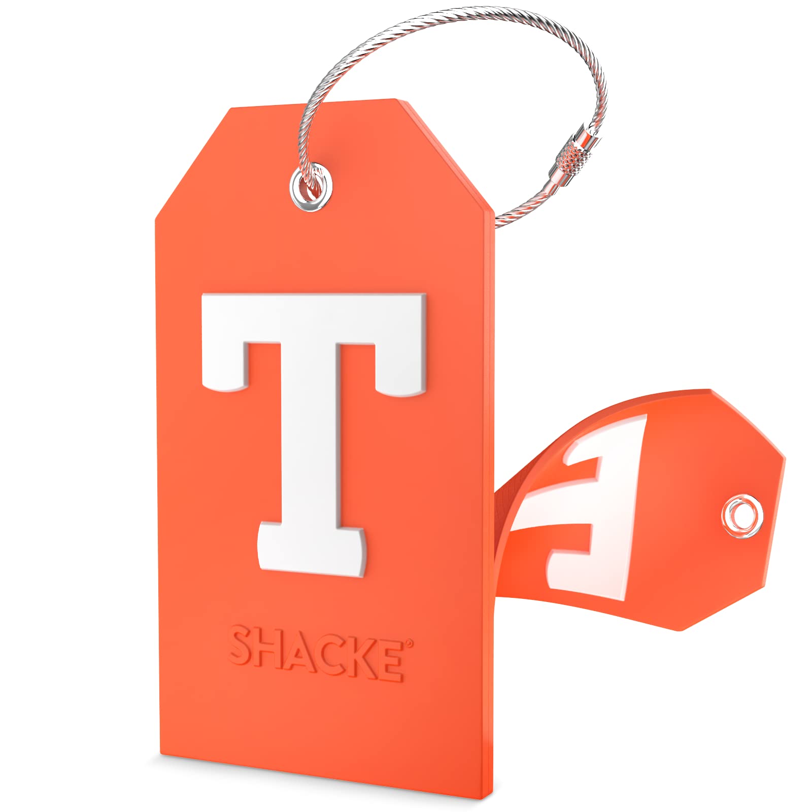 Shacke Initial Luggage Tag with Full Privacy Cover & Stainless Steel Loop - Personalized Letter T - Durable Travel Accessory for Suitcases, Backpacks & Carry-On Bags