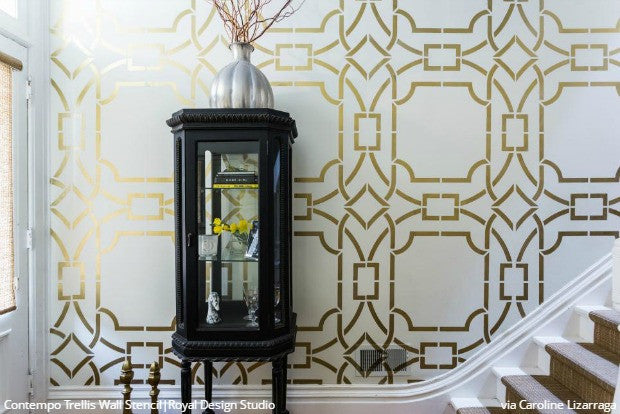 Contempo Trellis Wall Stencil - Reusable DIY Home Decor Painting Template for Walls, Furniture & Crafts | Perfect for Bedroom, Nursery, Living Room & Office Accent Walls