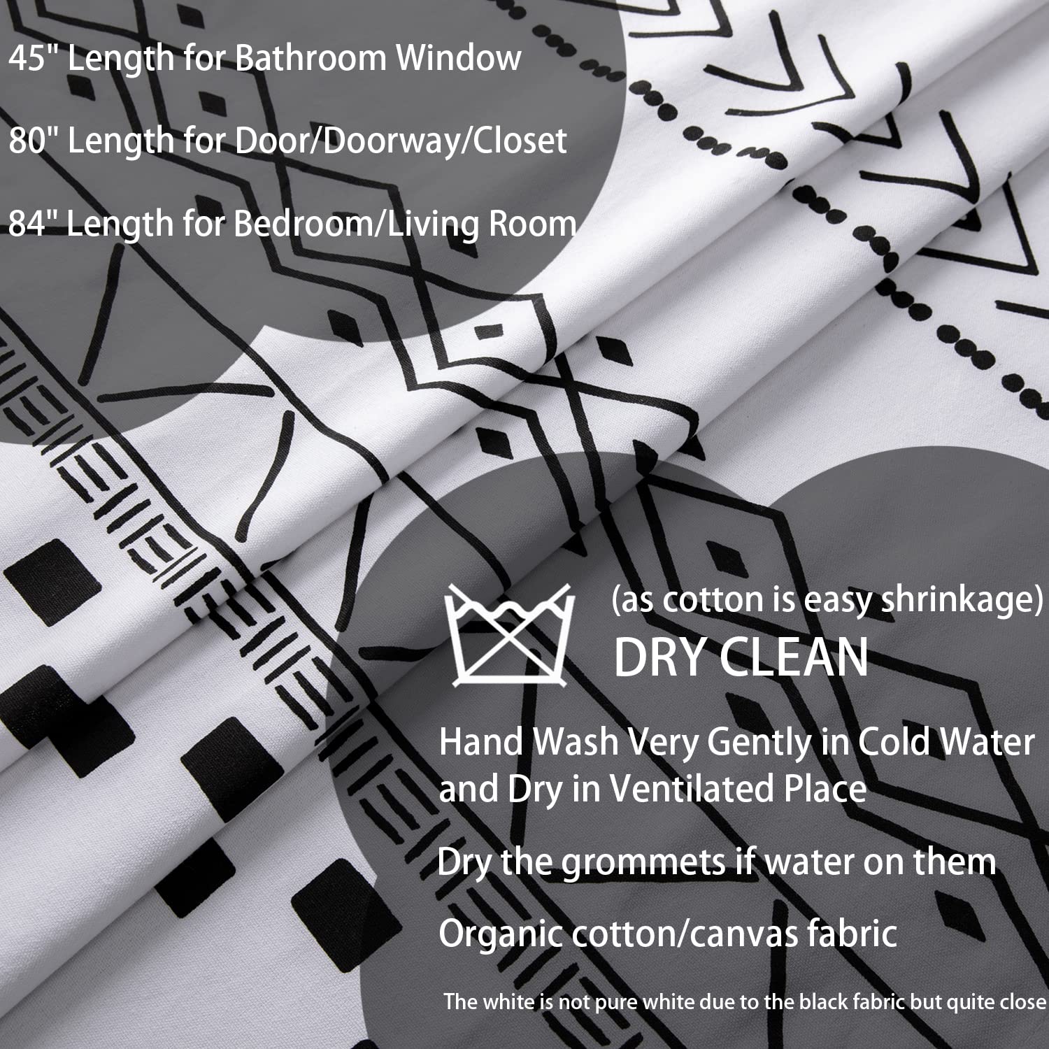 Cute Blackout Curtains for Girls Bedroom - 84 Inch Hygge Aesthetic Semi Blackout Window Drapes, Scandinavian Modern Black & White Decor for Living Room & Teen Room - Perfect for Cozy & Stylish Home Decor