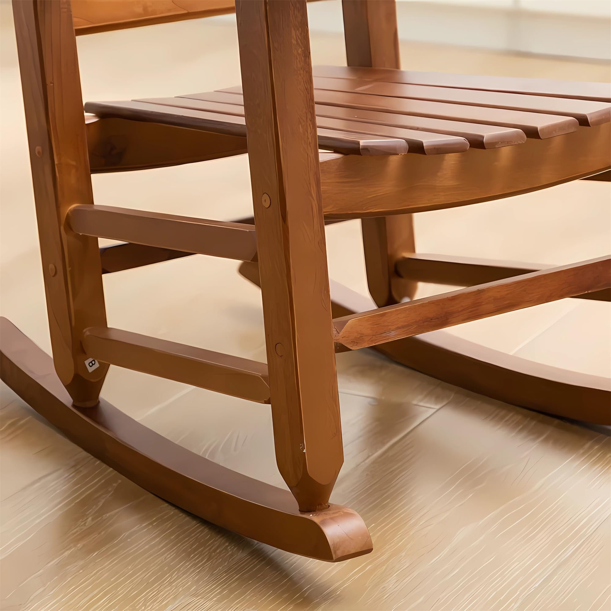 Kids Wooden Rocking Chair - Comfortable Toddler Rocker for Children Ages 6-10, Indoor & Outdoor Use - Perfect for Nursery, Playroom, Patio, Porch or Balcony - Natural Brown Wooden Rocking Furniture for Reading & Relaxation