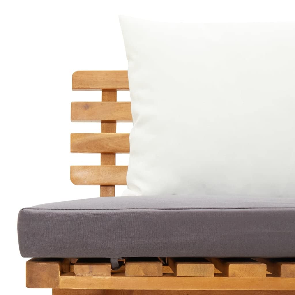 vidaXL Adjustable Wooden Garden Day Bed - Solid Acacia Wood Outdoor Furniture with Padded Cushions & Adjustable Headboard for Patio, Backyard or Poolside Relaxation