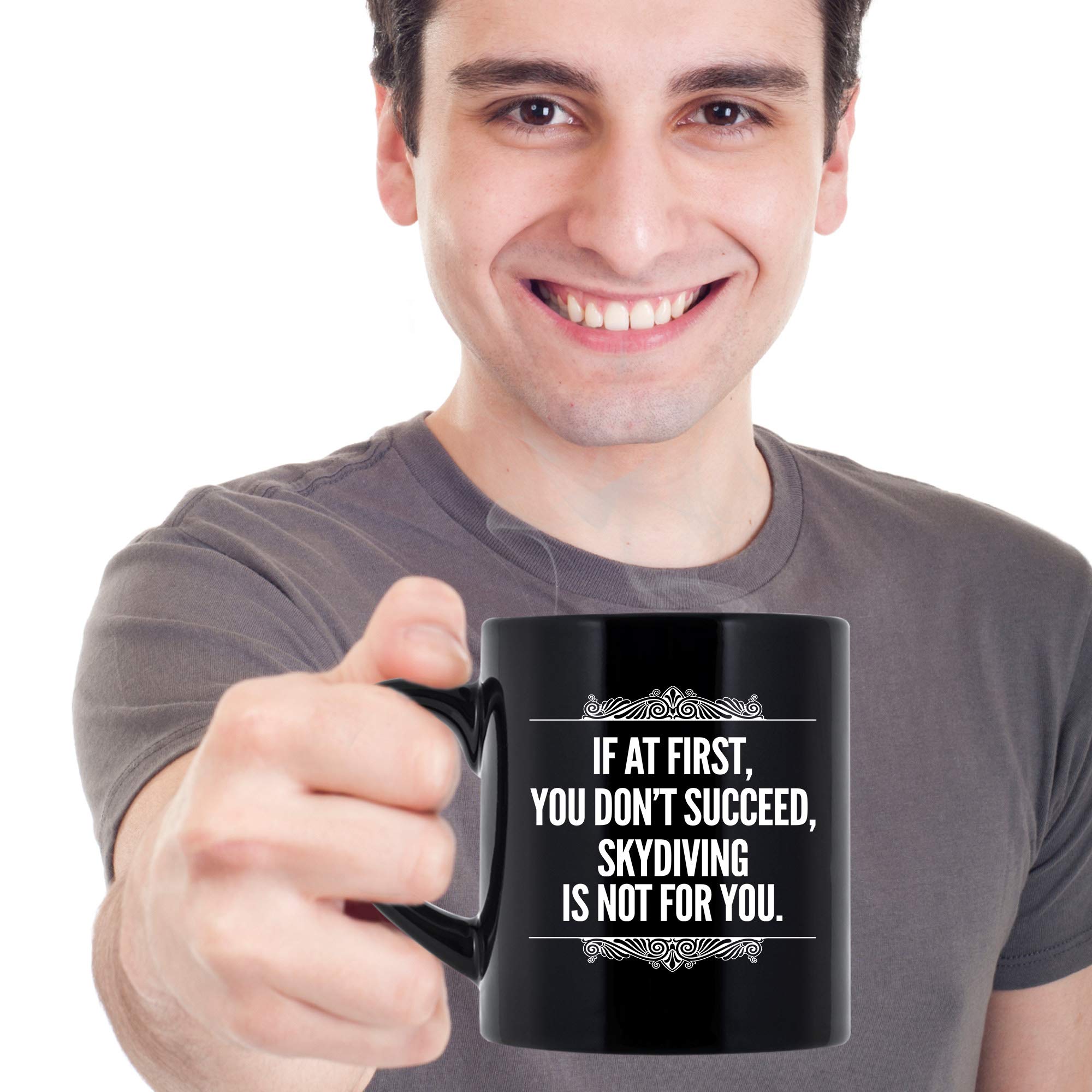 Funny Skydiving Coffee Mug 11oz - Humor Gift for Men & Women - Perfect for Office & Home Use