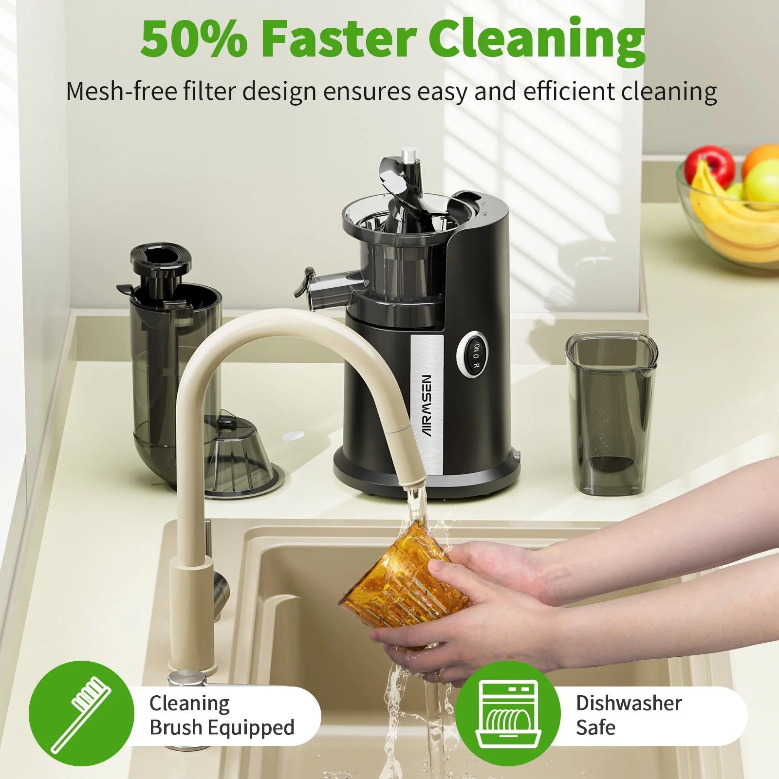 Premium Cold Press Juicer Machine - 82mm Wide Feed Chute for Whole Fruits & Vegetables | BPA-Free Slow Masticating Juicer for Healthier Juices | Perfect for Home, Gym & Healthy Lifestyle