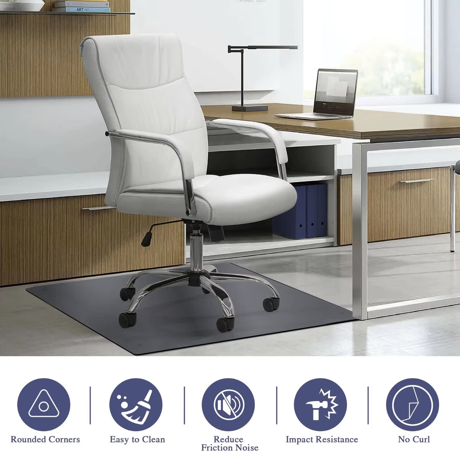 Tempered Glass Chair Mat for Carpet & Hardwood Floors - 42
