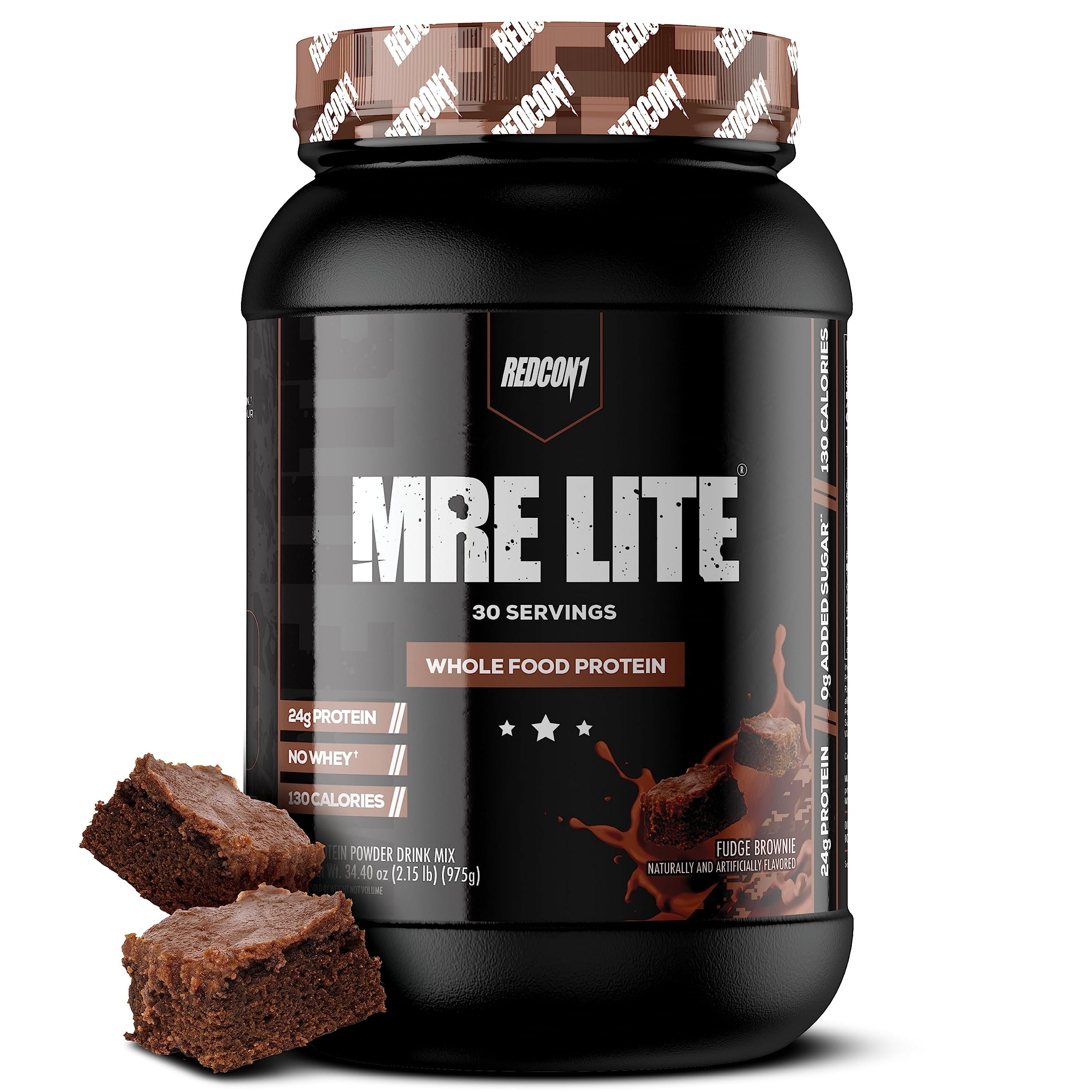 REDCON1 MRE Lite Whole Food Protein Powder - Fudge Brownie Flavor, Low Carb Whey-Free Meal Replacement with Animal Protein Blends & MCT Oils | Easy to Digest Supplement for Athletes & Fitness Enthusiasts (30 Servings) | Perfect for Post-Workout Recovery & Healthy Meal Prep