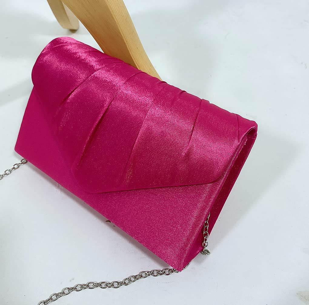 LeahWard Women's Satin Floral Clutch Purse - Elegant Evening Bag for Wedding, Party & Special Occasions (Rose) | Perfect for Bridesmaids, Prom & Cocktail Events