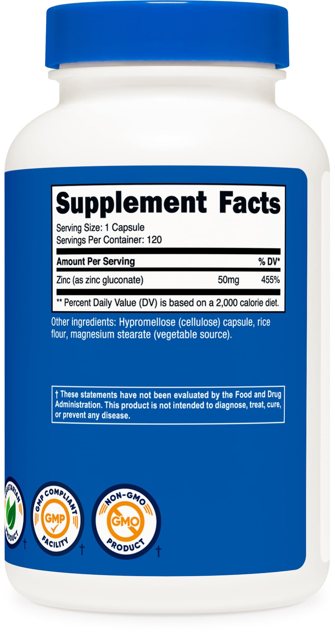 Nutricost Zinc Gluconate 50mg - 120 Vegetarian Capsules | Gluten Free, Non-GMO Supplement for Immune Support & Skin Health | Daily Wellness & Vegan Nutrition