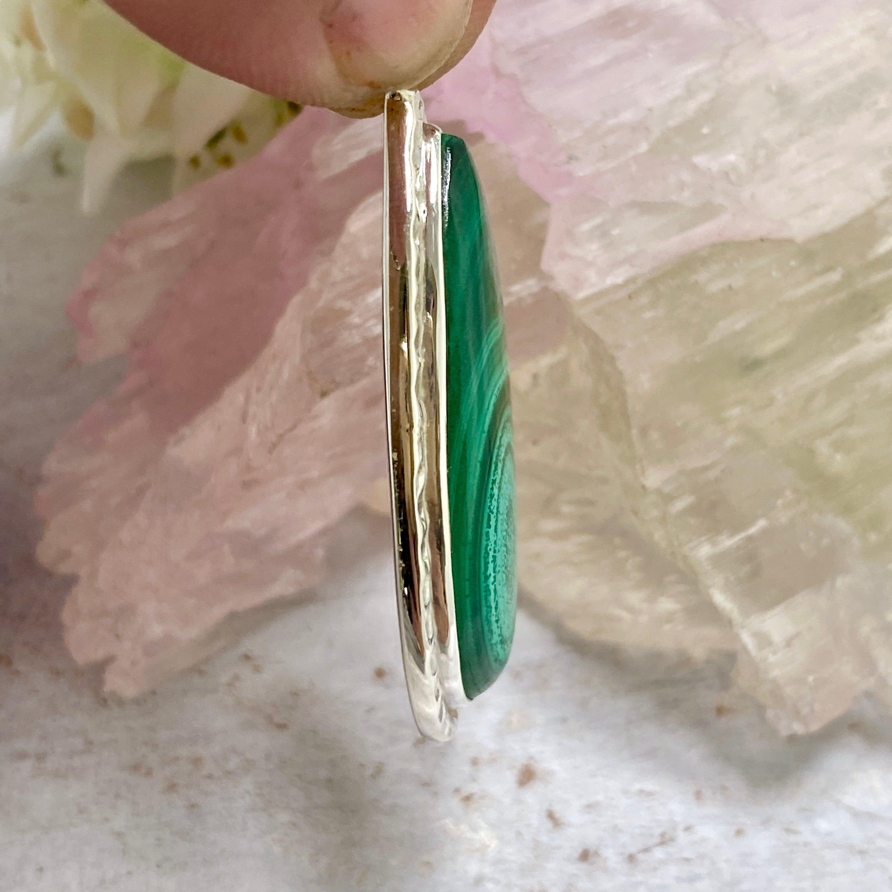 Natural Malachite Teardrop Pendant Necklace KPGJ3322 | Handcrafted Green Gemstone Jewelry for Women | Perfect for Gifts, Meditation & Boho Fashion
