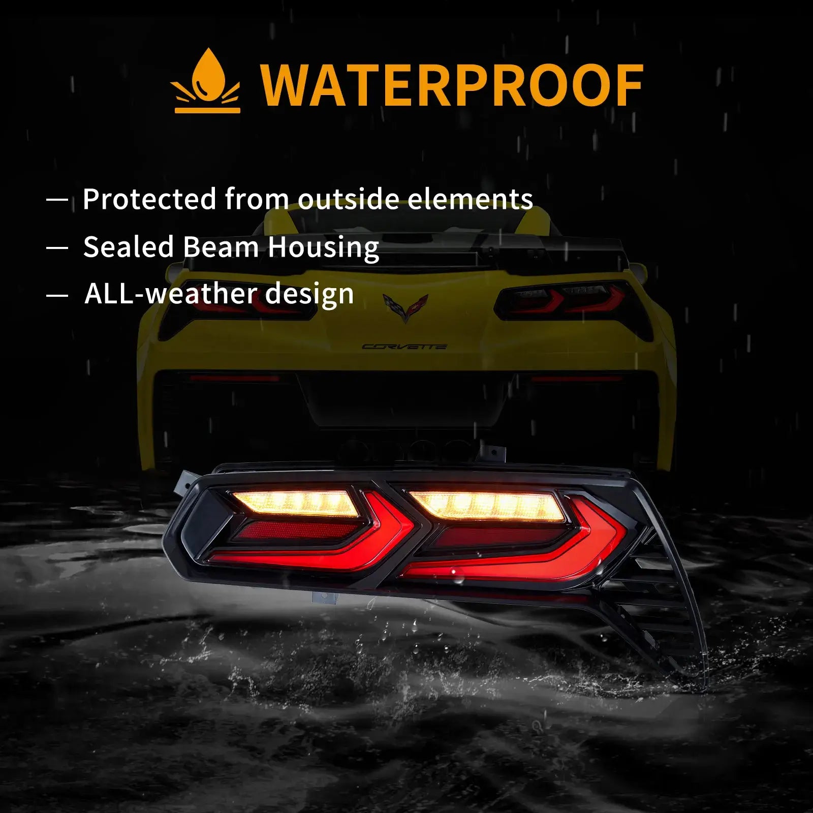 2014-2019 Chevrolet Corvette C7 LED Tail Lights with Sequential Turn Signals - High Performance Brake Lights for Night Driving & Car Shows