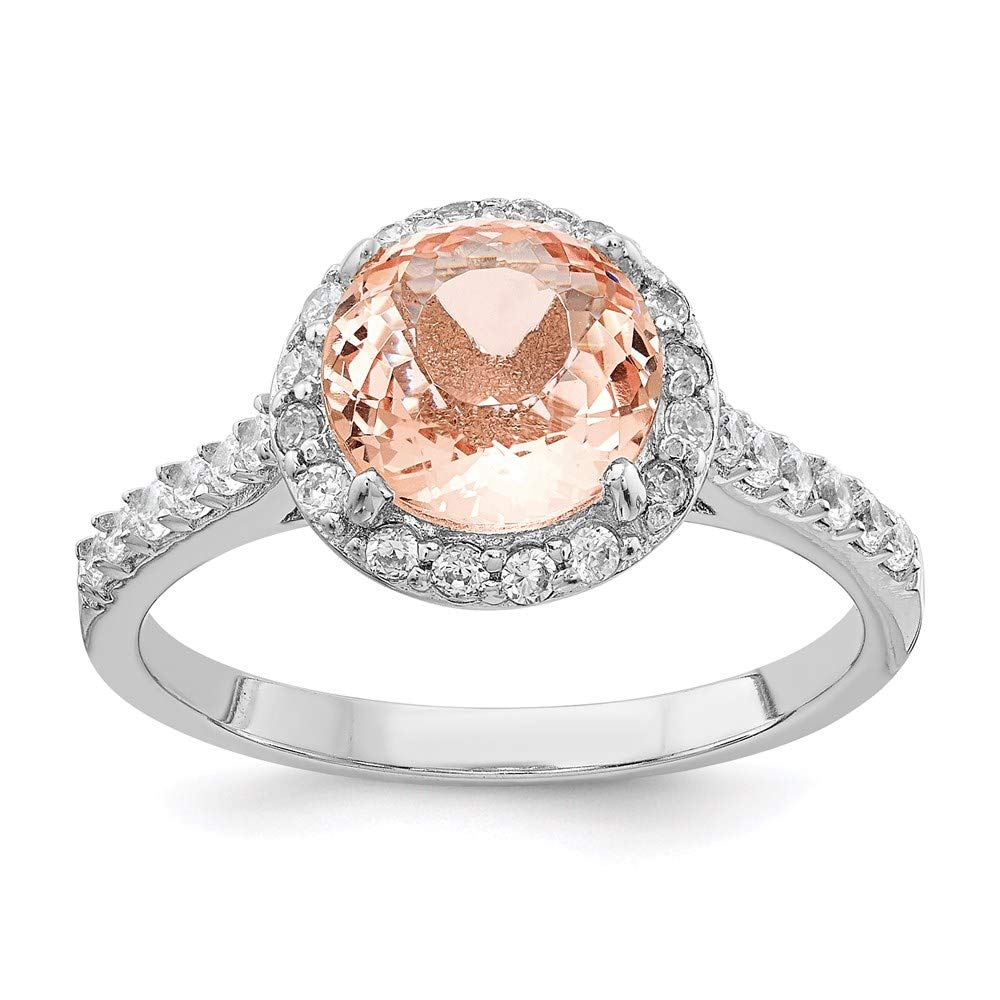 925 Sterling Silver Cubic Zirconia & Simulated Morganite Ring for Women - Elegant Dainty Stackable Fine Jewelry Gift for Her - Perfect for Anniversary, Engagement, Wedding & Everyday Wear
