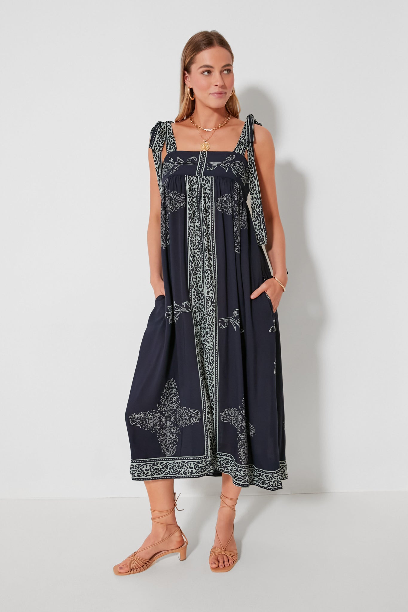 Blue Marine Dani Dress - Elegant Flowy Summer Maxi Dress for Women | Beach Wedding, Vacation, Party Wear