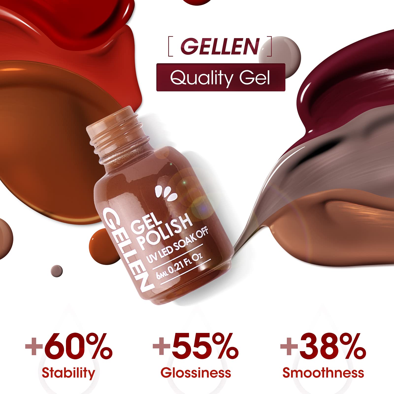 Gellen 16 Colors Gel Nail Polish Set with Base & Top Coat - Pink, Red & Nude Shades for All Seasons | Long-Lasting Sparkle & Glitter Nail Art Kit for Home Manicure & Professional Salon Use
