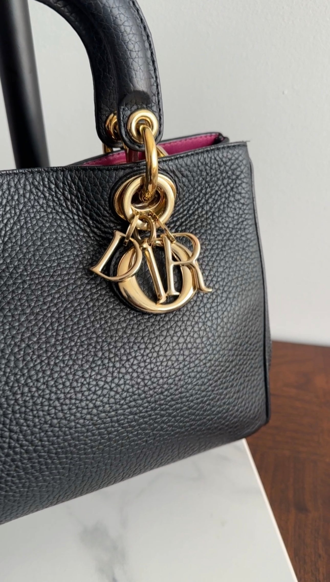 Christian Dior Black Mini Diorissimo Leather Two-Way Shoulder Bag Crossbody Purse for Women | Luxury Designer Handbag for Date Night, Office & Travel