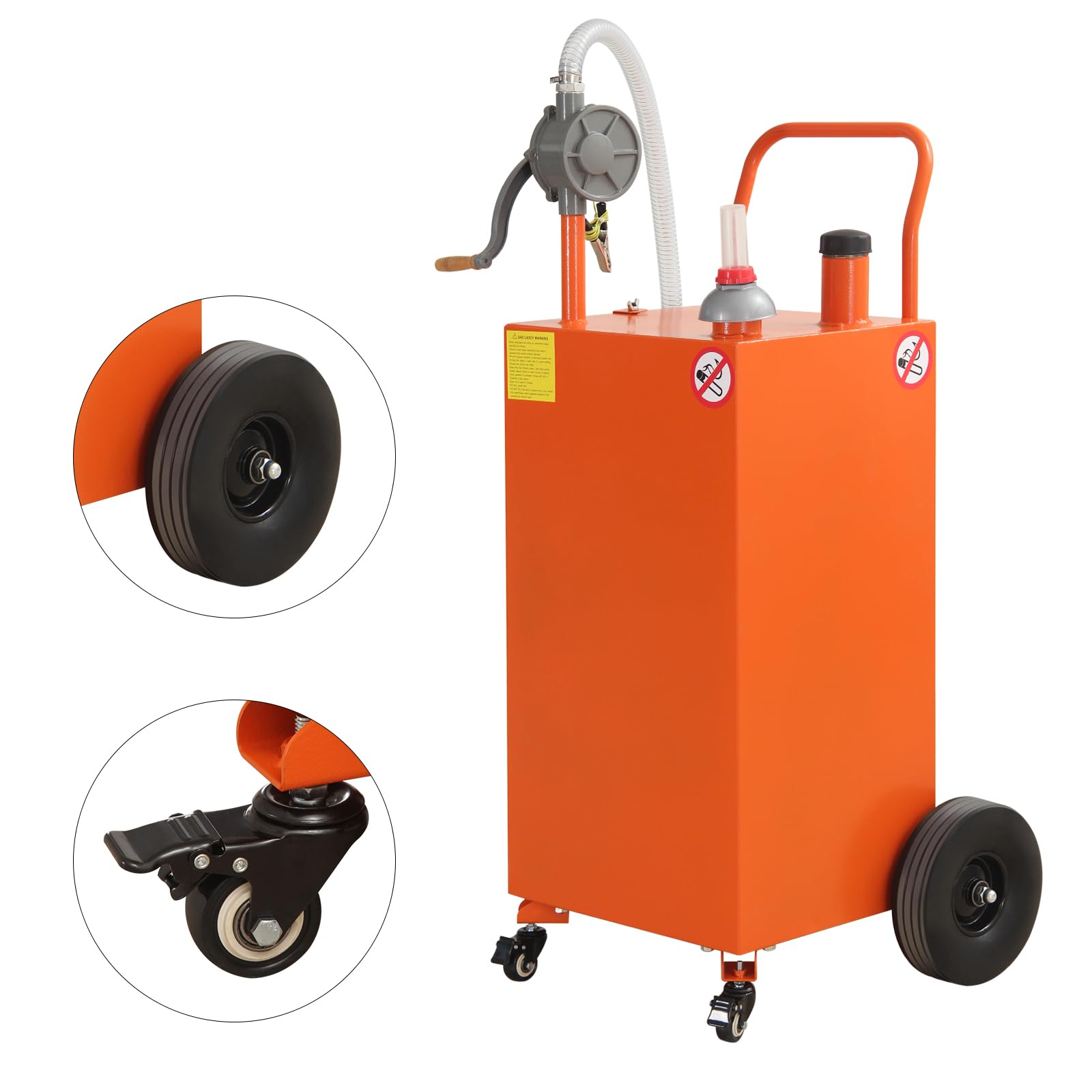 40 Gallon Portable Oil Transfer Tank - Diesel, Fuel, Kerosene Storage Container for Boats, ATVs, Cars & Motorcycles | Heavy-Duty Gas Caddy with Pump | Outdoor, Garage & Workshop Use (Orange)