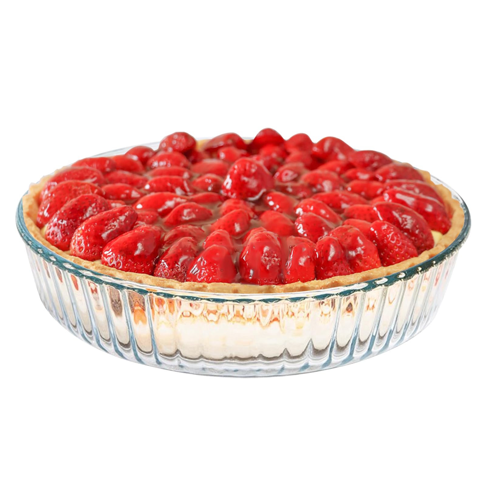 10 Inch Clear Glass Deep Pie Dish - Durable Oven Safe Baking Pan for Pies, Quiche, Casseroles & Desserts - Perfect for Thanksgiving, Christmas & Family Gatherings