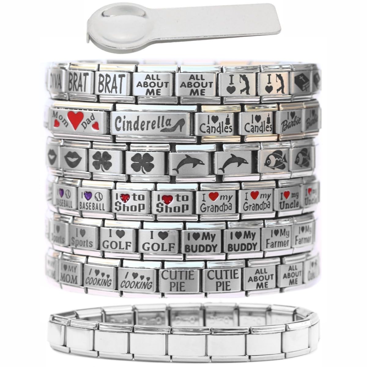 NewCharms 9mm Standard Size Baseball Laser Engraved Italian Charm Bracelet - Perfect for Sports Fans, Gift Giving & Everyday Wear