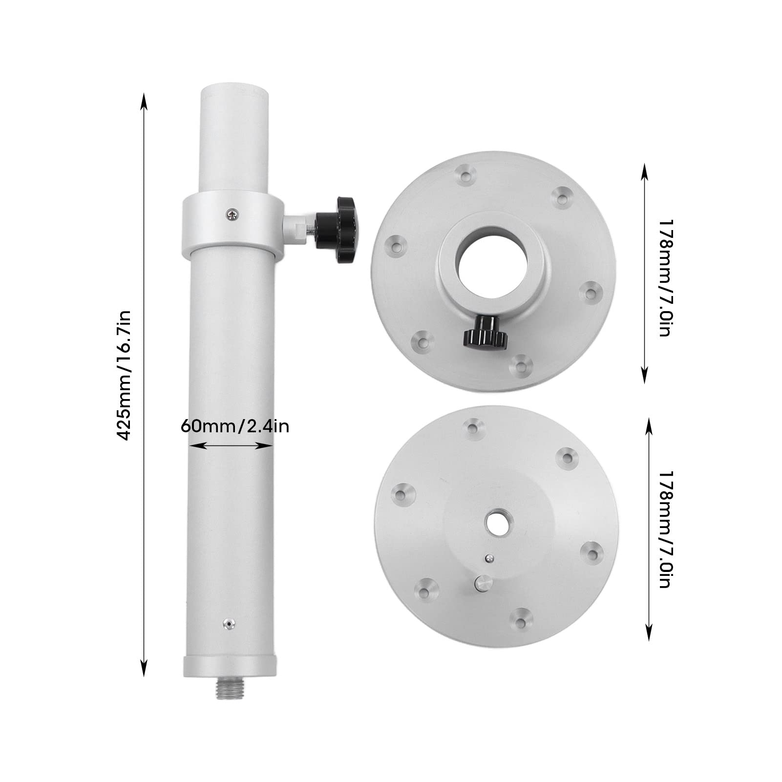 Adjustable Aluminum Alloy Table Pedestal Stand 17.5-30 Inches Height - RV, Motorhome, Boat & Yacht Mounting Kit for Dining & Workspace Solutions