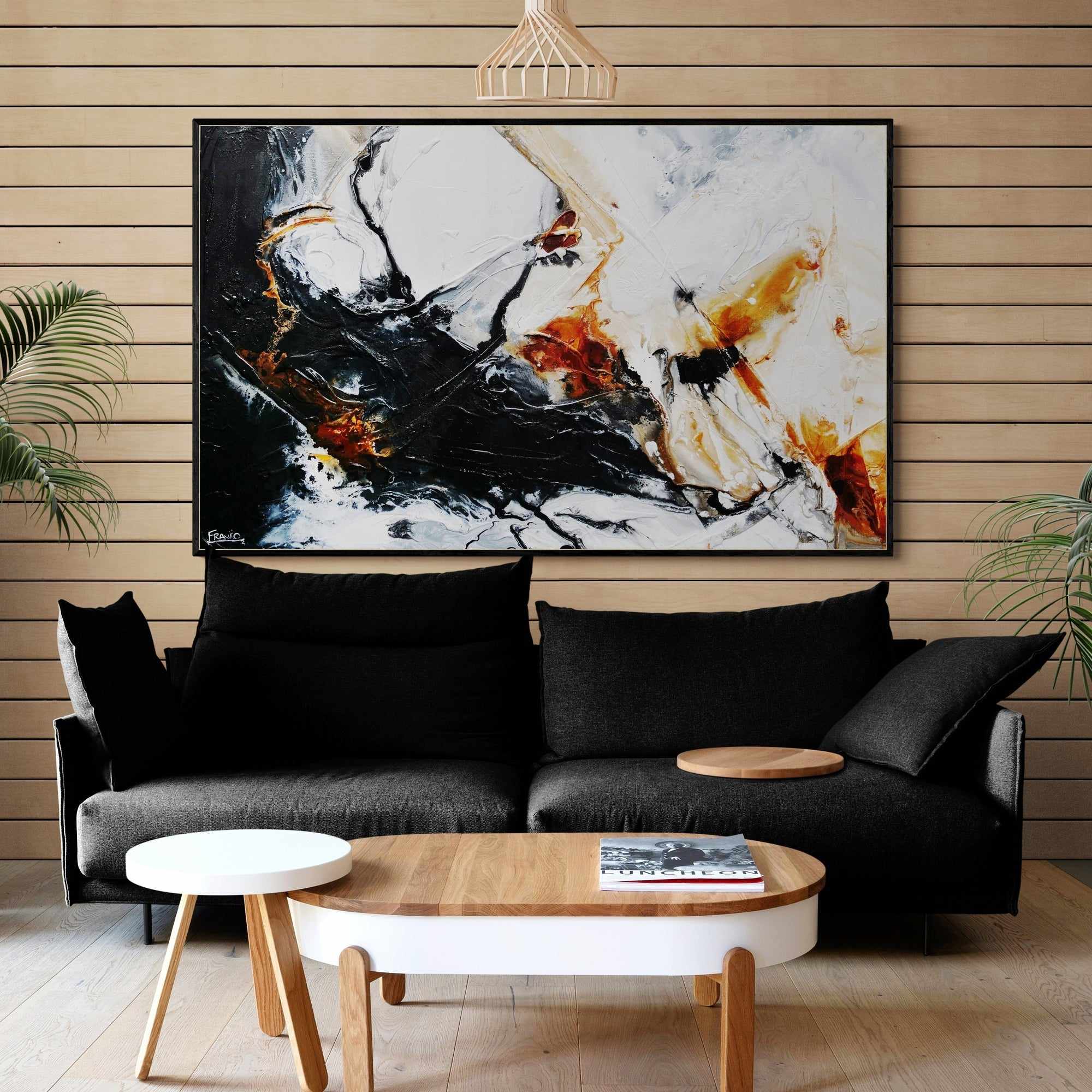160cm x 100cm Black & White Textured Abstract Painting - Graphite Oxide Artwork for Modern Living Room & Office Wall Decor