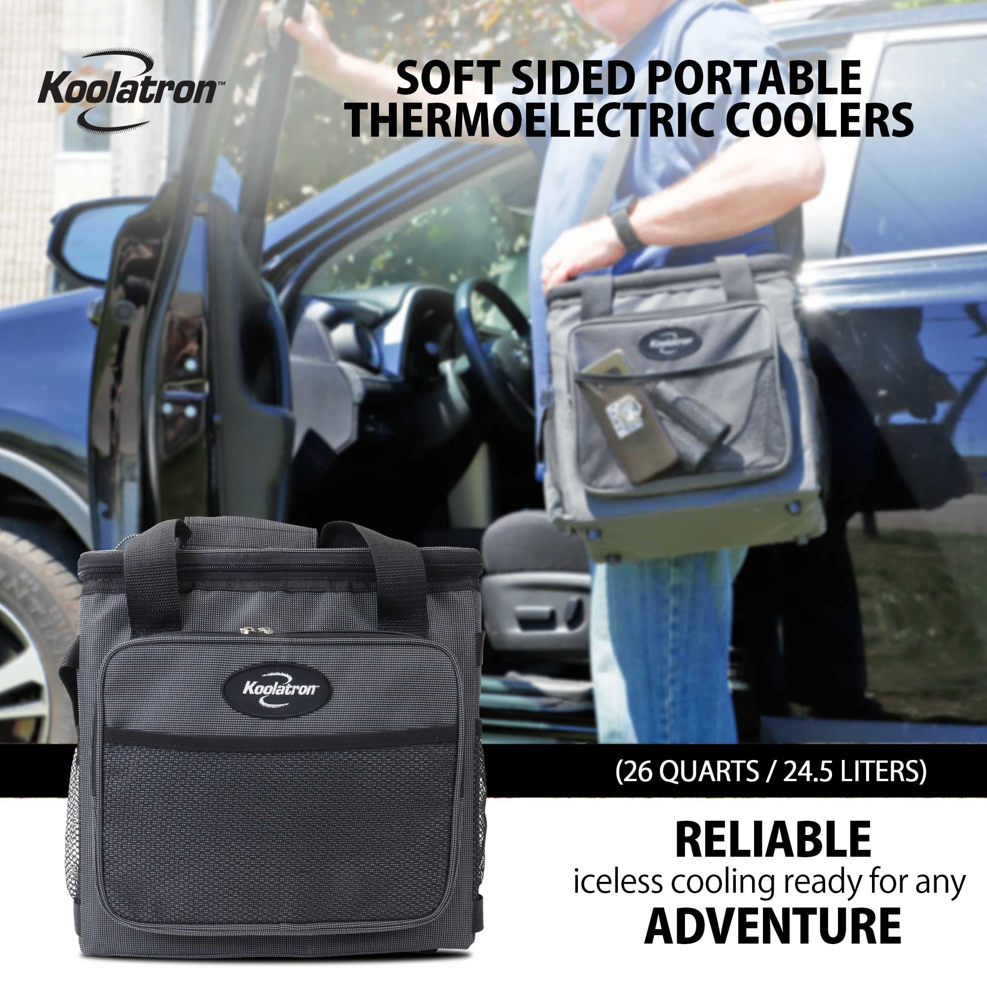 Koolatron 26 Quart Portable Electric Cooler & Warmer - 12V Car, Truck, Boat, RV Fridge for Camping, Travel, Road Trips | Keeps Food & Drinks Cold or Warm | Perfect for Picnics, Beach Days & Outdoor Adventures